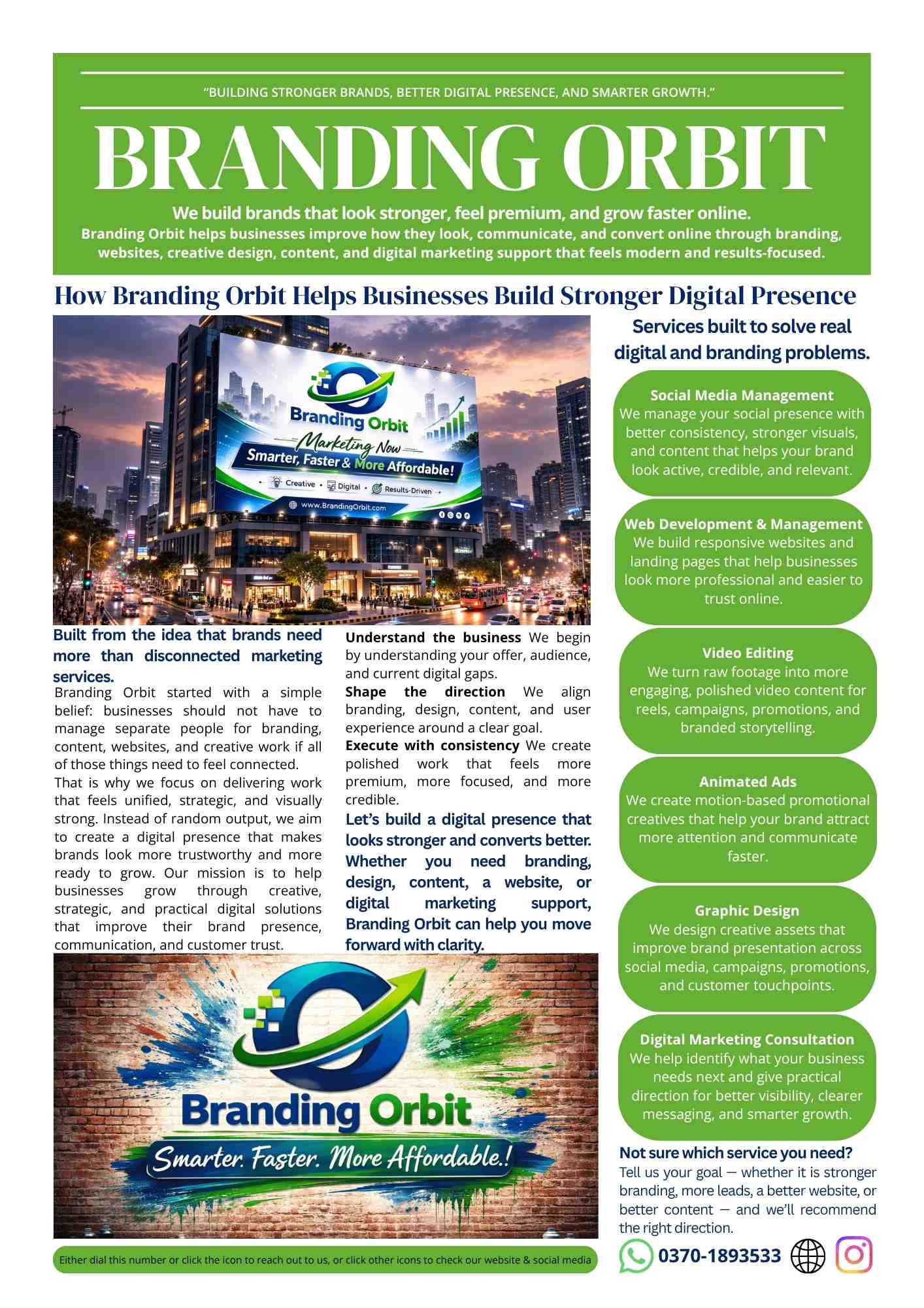 Corporate magazine style brochure design explaining branding and digital growth