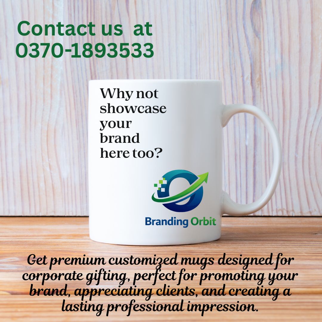 Promotional mug design advertisement for corporate branding gifts