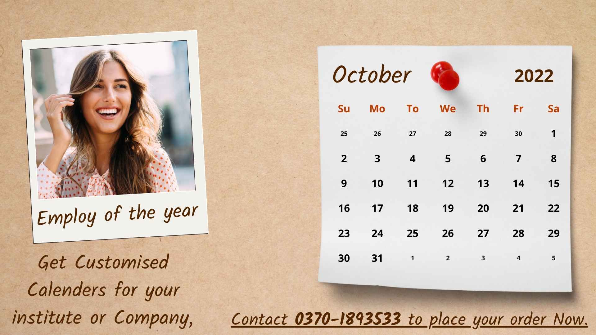 Custom calendar design for companies and institutions branding